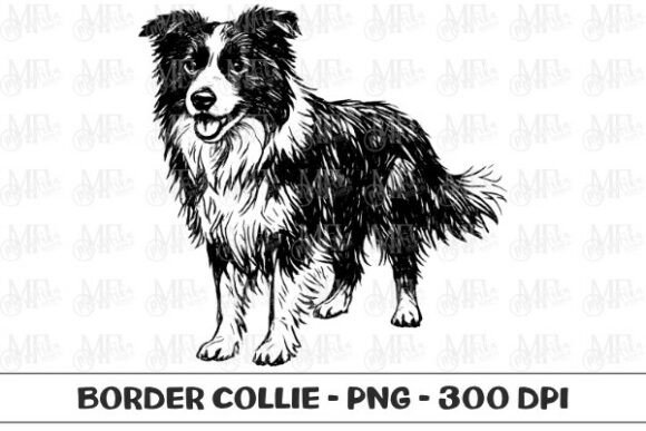 Border Collie Dog Sketch PNG: A Versatile Asset for Creative Projects