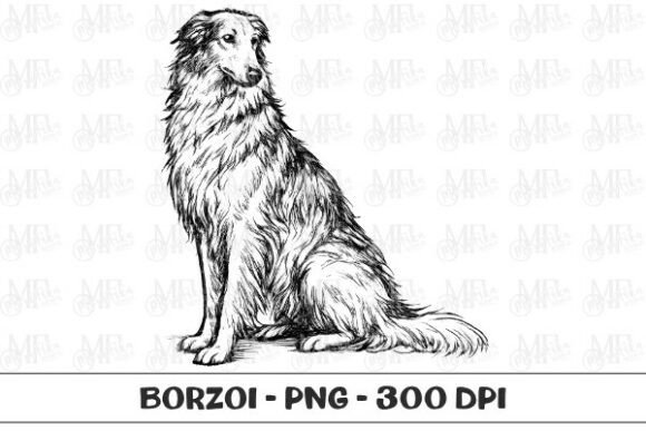 Borzoi Dog Sketch PNG for Creative Projects