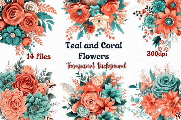 Elevating Brand Identity with the Teal and Coral Flowers Collection