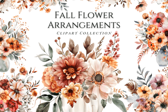 Fall Flower Arrangements Clipart Set
