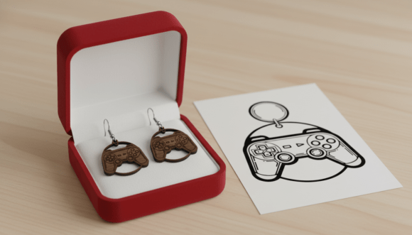 Gaming Controller Earring Laser Cut Design