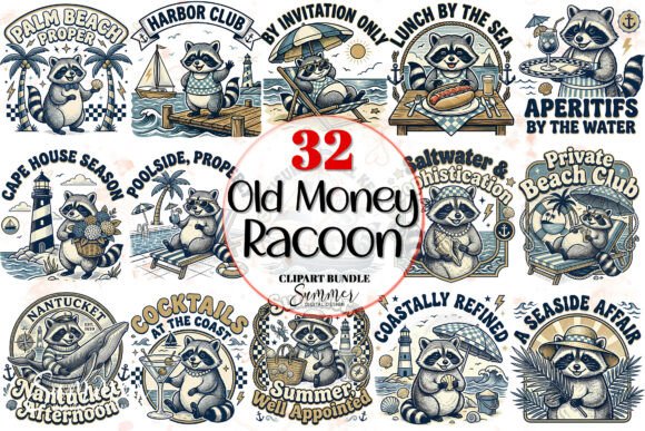 Old Money Raccoon Vintage Summer Clipart: A Design Guide