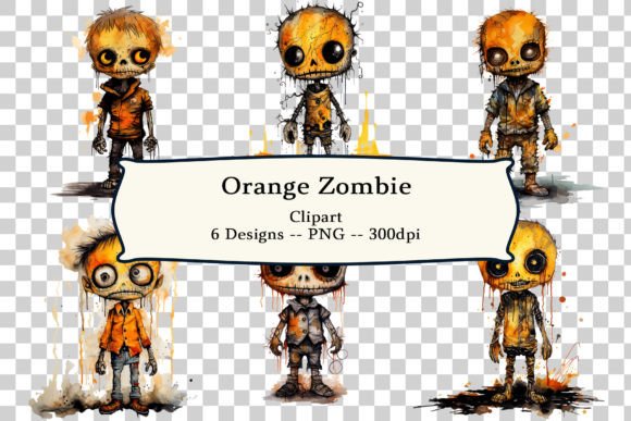 Orange Zombie Clipart for Creative Projects