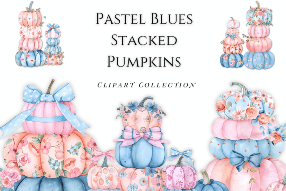 Pastel Blues Stacked Pumpkins Clipart: A Guide to Soft Autumn Elegance