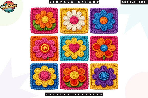Retro Flowers Pattern Crochet Yarn PNG: A Guide to Boho Design Assets