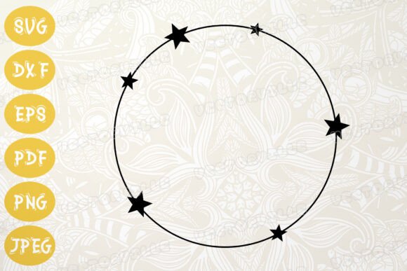 Star Circle Frame SVG Cosmic Border
