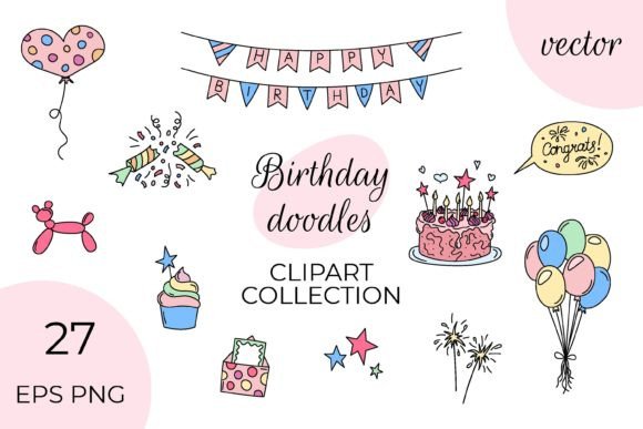 Unlocking Creativity with Birthday Doodles PNG Clipart Vector Assets